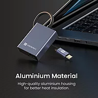 Portronics Mport 30M – A versatile USB-C hub that offers Ethernet connectivity and 100W Power Delivery. Perfect for seamless data transfer and charging, enhancing your productivity on the go.