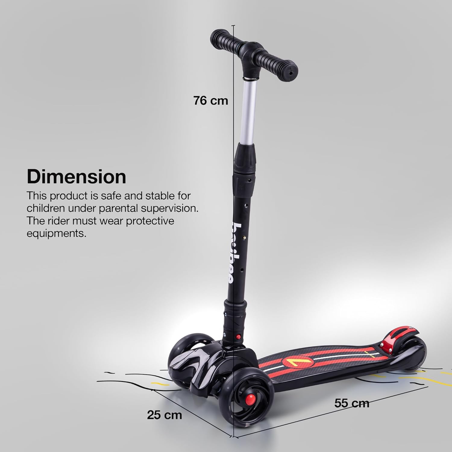 Baybee Flash Scooter for Kids with Foldable & Height Adjustable Handle- Black Baybee Flash Scooter for Kids with Foldable & Height Adjustable Handle- Black