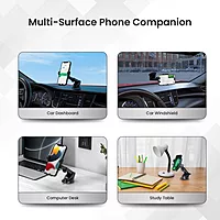 Portronics Clamp M3 Car Mobile Holder – Adjustable | 360° Rotation | Black | 1 Year Warranty