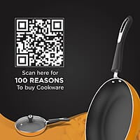 Preethi Dura Collection Non Stick Fry Pan, 24 cm, with Glass Lid, Gas & Induction Compatible