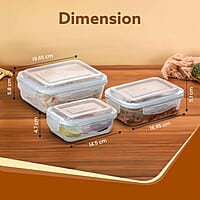 AGARO Borosilicate Glass Containers with Lids, 3 pcs Set (370ml, 640ml &1040ml), Microwave Safe
