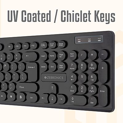 Zebronics K24 Wired Keyboard – 104 Keys, USB, Ergonomic Design, Multimedia Keys, Durable Build, Plug and Play, Ideal for Home and Office Use, Comfortable Typing Experience, Sleek Black Finish.