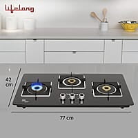 Lifelong LLHT913 Sigma Auto Ignition Counter-Top Hob Top High Efficiency 3 Burner Sleek Design