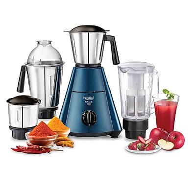 Prestige Grace 750W 4 Jars Mixer Grinder with 3 Stainless Steel Jars & 1 Juice Extracter Jar With Sieve