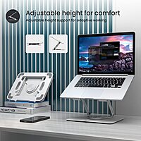Portronics K9 Laptop Stand – White, Adjustable & 360° Rotatable, Ergonomic