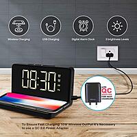 Portronics Freedom 4 Desktop Wireless Charger – Alarm Clock & LED Lamp | Black