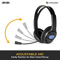 Lapcare LWS-004 Wired Stereo Headset with Mic | On-Ear Headphones with Soft Cushions, 1.8m Cable & Adjustable Mic – Ideal for Online Classes, Office Calls & Gaming