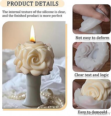 Silicon Mold Candle Valentine Rose Pillar