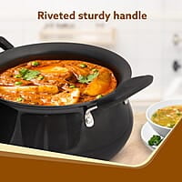 AGARO Aluminium Non-Stick Elite Hard Anodized Handi, 3.5 Litres, Riveted Handle, 4 Mm Thick Plate