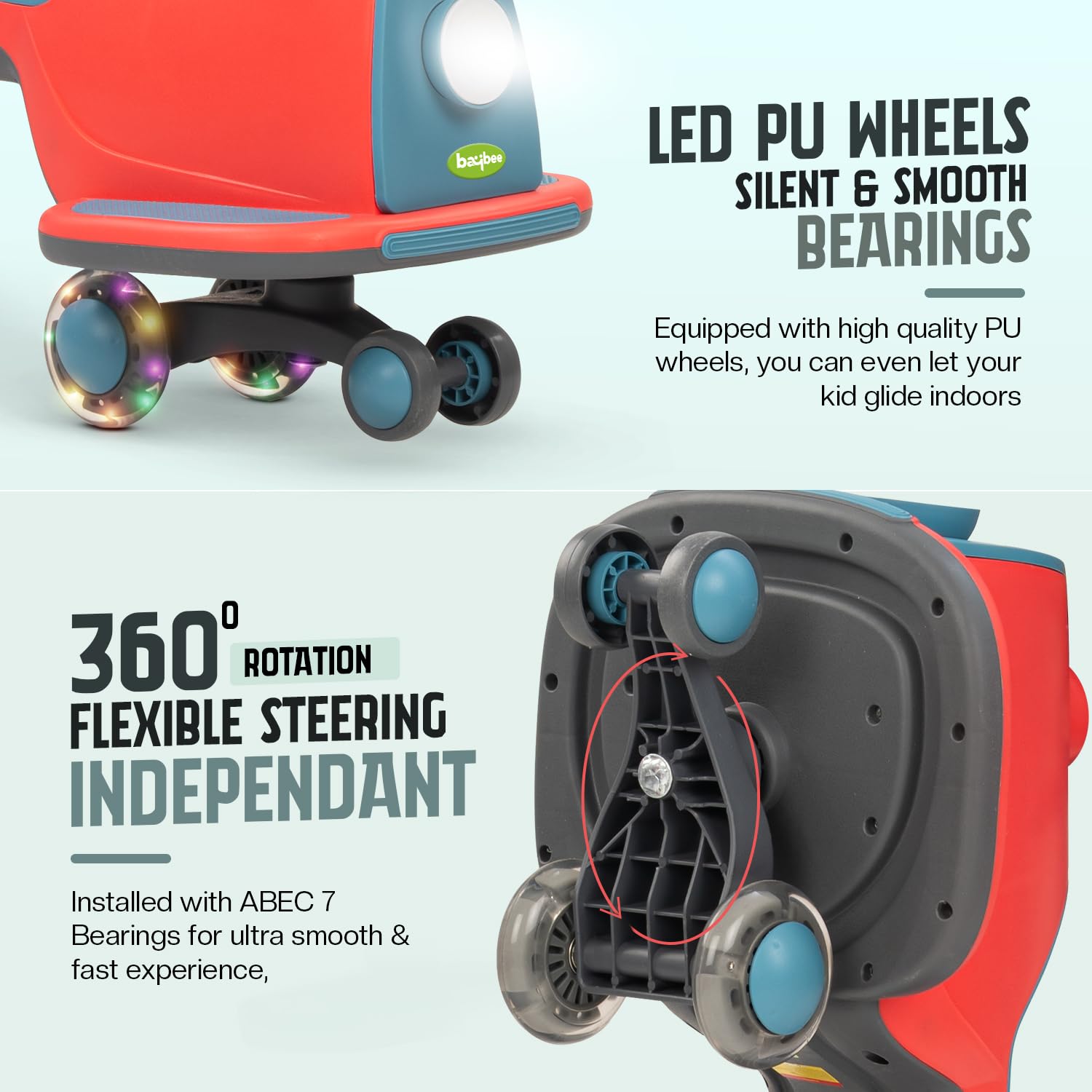 Baybee Nord Kids Magic Swing Car for Kids-Red/Blue Baybee Nord Kids Magic Swing Car for Kids-Red/Blue