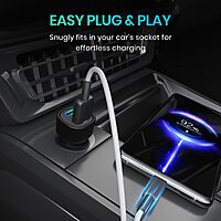 Portronics 80W Dual Output Car Charger Type-C PD & USB Fast Charging with LED Indicator Black