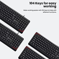 Portronics Ki-Pad USB Wired Keyboard with 104 Keys, 12 Fn Shortcut Keys, Rupee Symbol (₹) Key, 1.5 m Long Cable, 10 Million Keystrokes Long Life for PC, Laptop & USB-Supported Devices