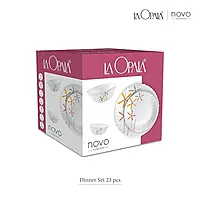 La Opala Novo Collection Opal Glass Crockery of 6 Dinner Set 23 pcs Plates & Bowls for Dining