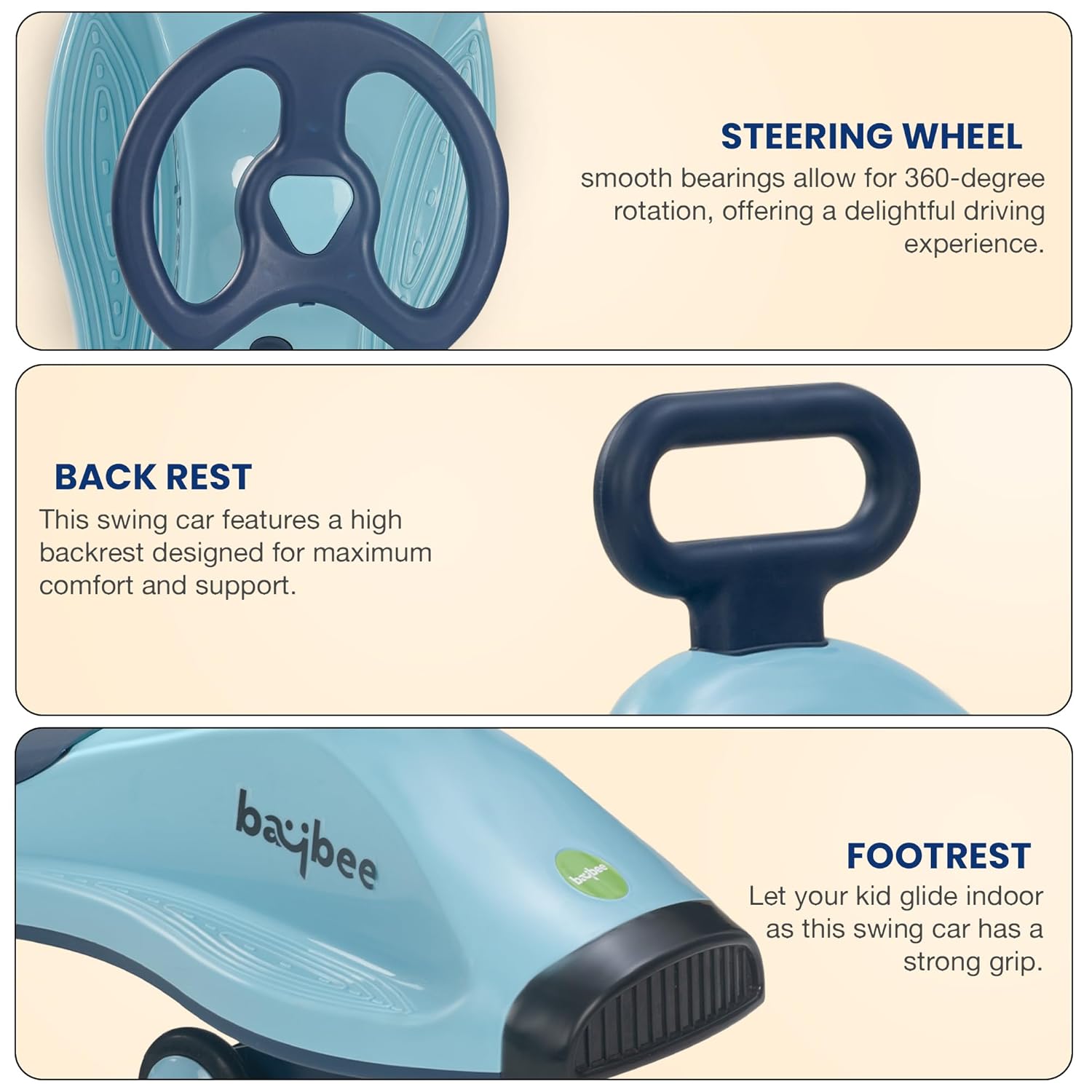 Baybee Primo Kids Magic Swing Cars for Kids-Blue