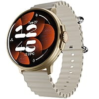 Ambrane 1.39'' LucidDisplay, Premium Aesthetics, Bluetooth Calling Round SmartWatch, Functional Crown, 500 NITS Brightness, 100+ Sports Mode with IP68, 100+ Watch Faces Rush