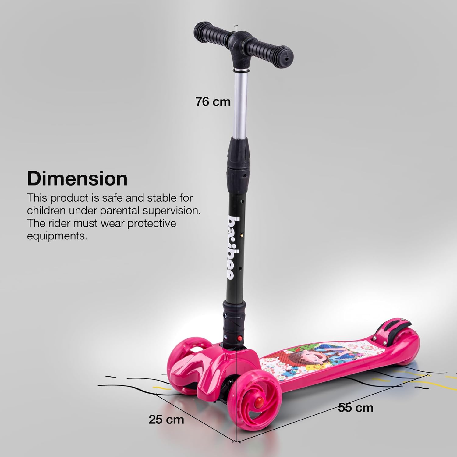 Baybee Flash Scooter for Kids with Foldable & Height Adjustable Handle- Pink Baybee Flash Scooter for Kids with Foldable & Height Adjustable Handle- Pink