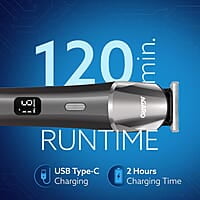 AGARO Royal Multi Grooming Kit For Men, 9in1 5 Combs Metal Body 120 Min Usage