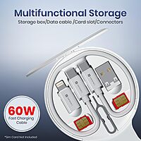 Portronics ChargeMate Trio 15W 3-in-1 Wireless Charger with 60W Type-C Cable | White