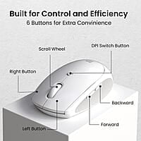Portronics Toad 30 Wireless Mouse with 2.4 GHz Connectivity, USB Receiver, 6 Buttons, Adjustable DPI, Silicon Grip