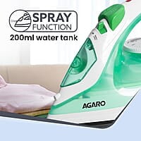AGARO Regal Steam Iron, 1200W, Ceramic Coated Sole Plate, Fast Heating, 360 degree 00 Ml Water Tank