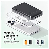 Ambrane 10000mAh Magnetic Wireless Power Bank with Stand, 15W Wireless Fast Charging, Compact 22.5W PD Wired Charger, Compatible with iPhone 12/13/14/15 & Other Wireless Devices