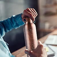 MILTON Copper Swasth Water Bottle, 940 ml, Copper Abstract Lacquer Coating, Curved bottle