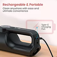 Portronics MOPCOP 4 Vacuum Cleaner – Portable | Car Charger Cable Included | Black