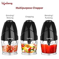Lifelong LLEC921 300W Regalia Electric Chopper with 2 Attachments Mince, Puree, Whisk, Blend  Vegetable Chopper