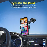 Portronics Clamp 3 Wireless Car Charger – 15W Fast Qi, designed for effortless charging on the go. Securely holds your phone while delivering rapid power, ensuring a seamless driving experience.