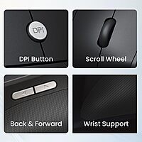 Portronics Toad Ergo Vertical Wireless Mouse – 2.4GHz |DPI up to 3200| Black | 1 Year Warranty