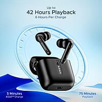 boAt Airdopes 141 Bluetooth Truly Wireless in Ear Ear Buds w/ 45H Playtime,Low Latency Mode for Gaming, ENx Tech, IWP, IPX4 Water Resistance, Smooth Touch Controls