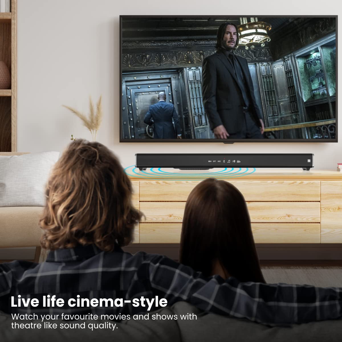 Portronics Sound Slick IV – 120W Bluetooth Soundbar offers immersive sound with deep bass, sleek design, and multiple connectivity options. Perfect for enhancing your home entertainment experience.