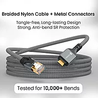 Portronics Ether C Type-C to RJ45 Cat6 Ethernet Cable – 2M |Metal Heads | 1000 Mbps | Zebra
