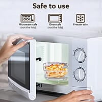 AGARO Elite Borosilicate Glass Lunch Box, 3pcs Set, 320ml Each, Office Tiffin Box with Bag Square