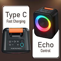 Portronics POR 2737 Apollo 30 30W Bluetooth Speaker – BT 5.4 | Dual Wireless Karaoke Mic | RGB |