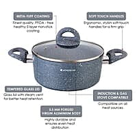 Wonderchef Granite Die Cast Non-Stick 6-Piece Casserole Set with Lids Gray