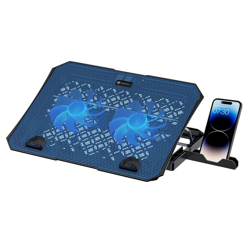 Portronics My Buddy Air 2 Laptop Cooling Pad with Dual Cooling Fans, Multi-Level Height Adjustable, Mobile Holder