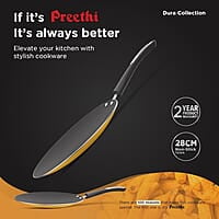 Preethi Dura Collectiona Non Stick Concave Tawa, 28 cm, Gas & Induction Compatible