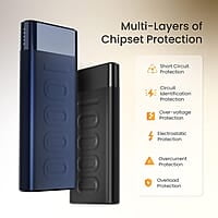 Ambrane 10000mAh Slim Power Bank, 20W Fast Charging, Dual Output, Type C PD (Input & Output), Quick Charge