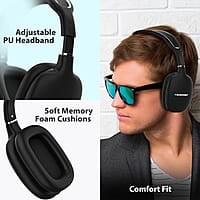 Blaupunkt BH31 Bluetooth Wireless Over Ear Headphones I 40MM Drivers I HD Sound I Soft PU Headband I Media & Volume Control with Built in Mic I TurboVolt Fast Charging I AUX Port