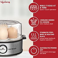 Lifelong Egg Boiler 360-Watt (Transparent and Silver Grey), Boil 7 eggs