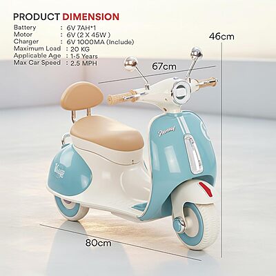 Baybee Vintage Battery Operated Bike for Kids, 1 to 5 Years Boys Girl (Blue)