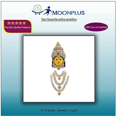 Gold Plated Varalakshmi Stone Face/Mugam with Atiigai/Necklace