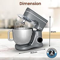 AGARO Elegant Stand Mixer, 1400W with 5.5L SS Bowl, 10 Speed Settings, Pulse Function, 100% Copper Motor