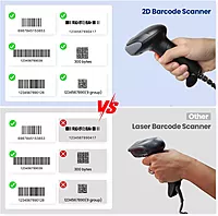Atpos at 2200D 2D Barcode QR Scanner Wired | USB Wired | Billing for Retail Stores, Warehouse | Plug and Play (2D+1D Wired)