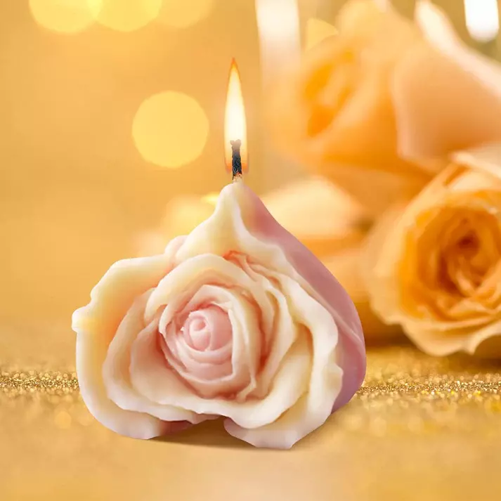 Silicon Mold Candle 3D Rose Petals Heart Shape
