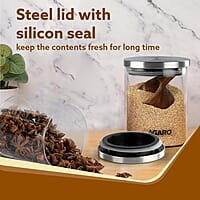 AGARO Elite Borosilicate Glass Jar 600 ml, Round Shaped, Steel Lid Pack of 2