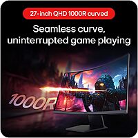 LG 27" QHD 1000R Curved Gaming Monitor, 180Hz, 1ms, HDR10, 27GS60QC-B