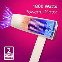 AGARO HD 1217 Hair Dryer, 2 Speed 3 Temperature Settings, Cool Shot, Foldable handle, 1800Watts