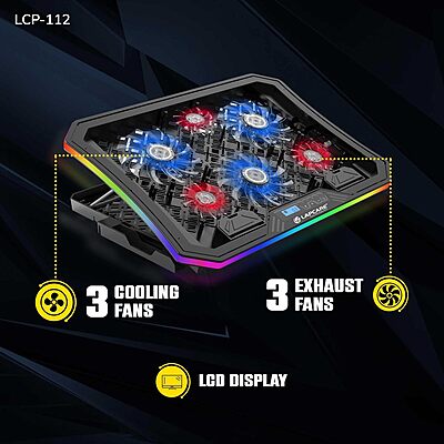 Lapcare Winner Pro LCP‑112 RGB Laptop Cooling Pad – 6 Fans, 7-Angle Adjustable, Dual USB